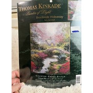 Thomas Kinkade Counted Cross Stitch Kit #51157 Brookside Hideaway 11 x 14 Sealed
